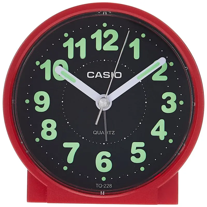 Casio Clock Black Dial Red Case Alarm Clock Tq-228-4Df-P 1
