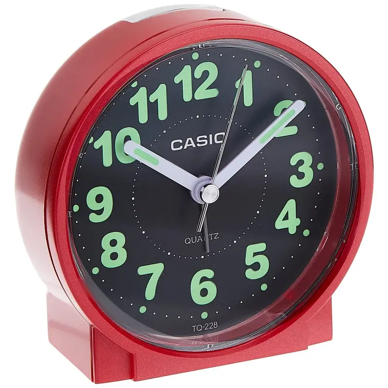 Casio Clock Black Dial Red Case Alarm Clock Tq-228-4Df-P 2