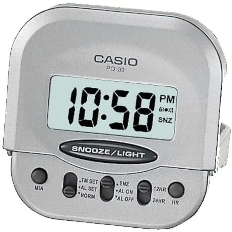 Casio Clock Silver Case Travel Alarm Clock Pq-30-8D-P 1