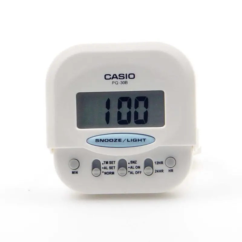 Casio Clock Traveller Small Size White Digital Snooze Alarm Table Clock Pq-30B-7D-P 1