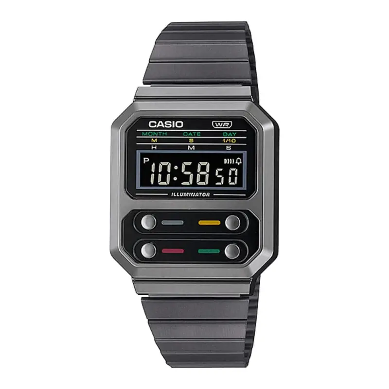 Casio Digital A100wegg-1Adf-P Series Retro-Futuristic Black Stainless Steel Unisex Watch 1