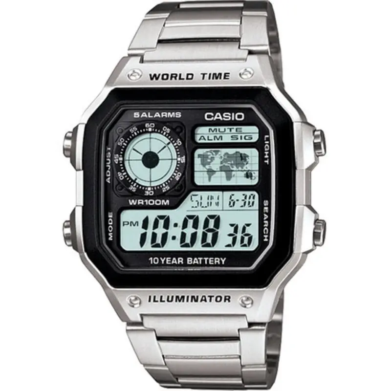 Casio Digital Ae-1200Whd-1Avdf-P Silver Stainless Steel Men Watch 1