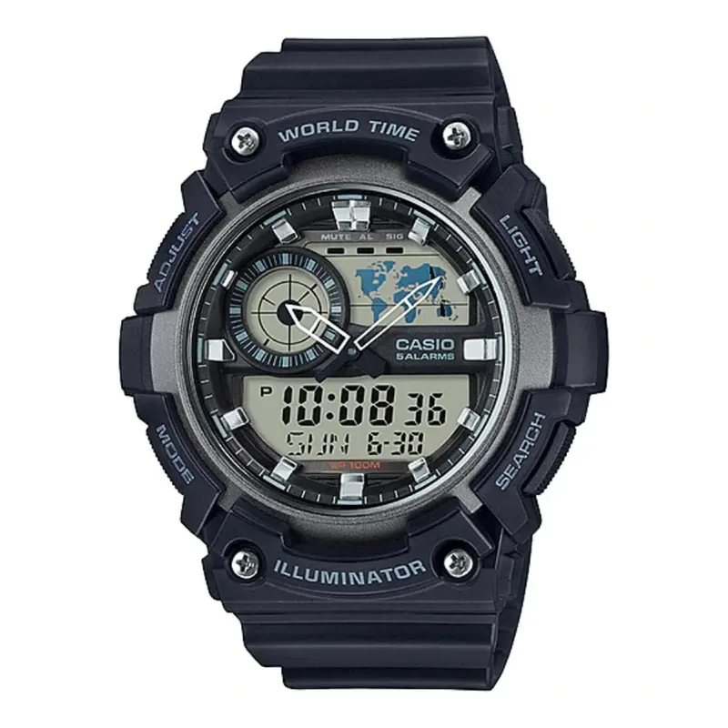 Casio Digital Aeq-200W-1Avdf-P Black Resin Strap Men Watch 1