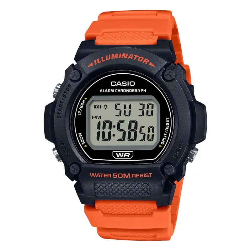 Casio Digital Illuminator Orange Resin Strap Men Watch W-219H-4Avdf-P 1
