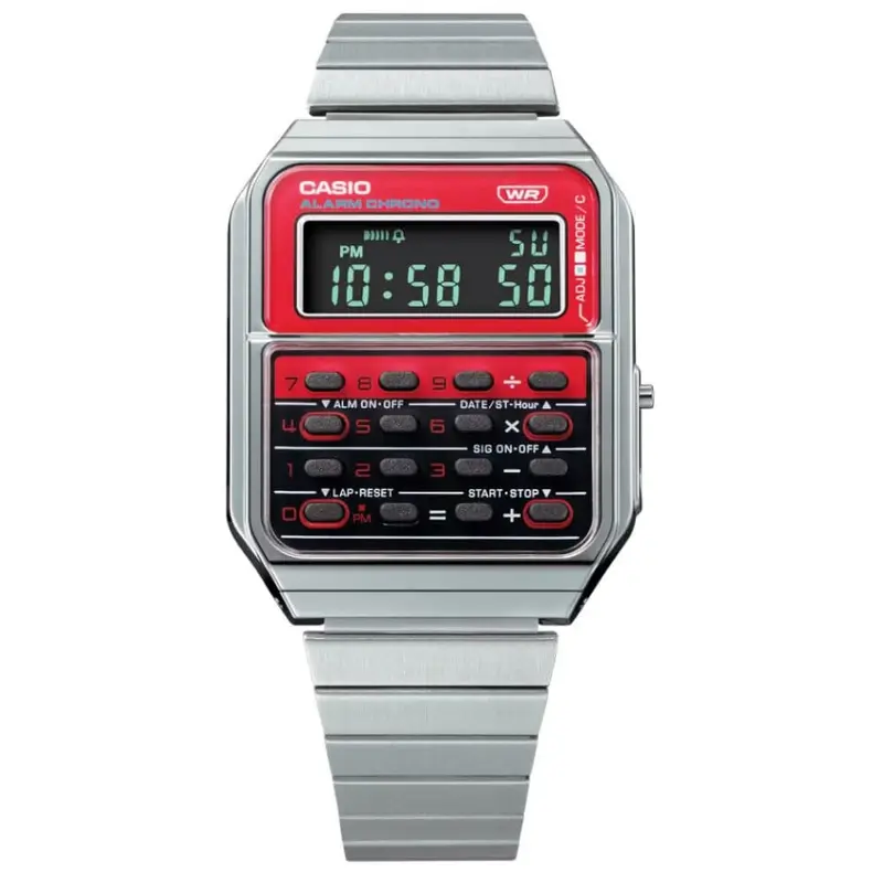 Casio Digital Silver Stainless Steel Strap Men Watch Ca-500We-4Bdf 1