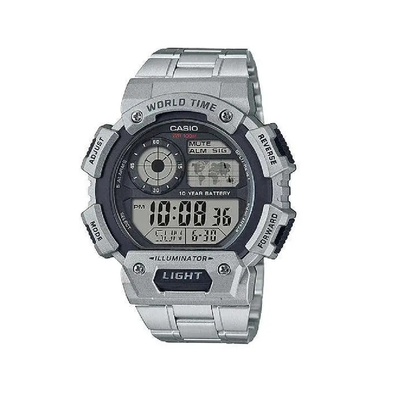 Casio Digital Silver Stainless Steel Strap Watch For Men Ae-1400Whd-1Avdf-P 1