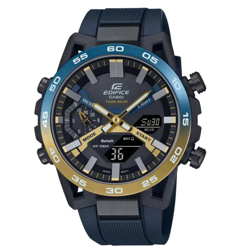Casio Edifice Black Dial Blue Resin Strap Men Watch Ecb-2000Np-1Adf 1