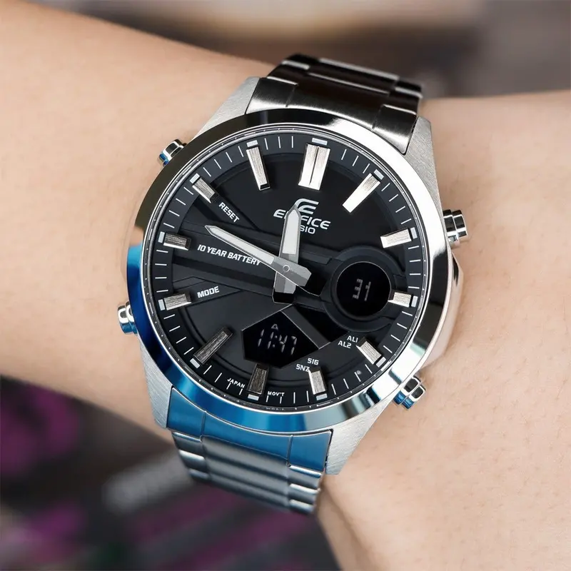 Casio Edifice Black Dial Silver Stainless Steel Men Watch Efv-C120d-1Adf-P 2