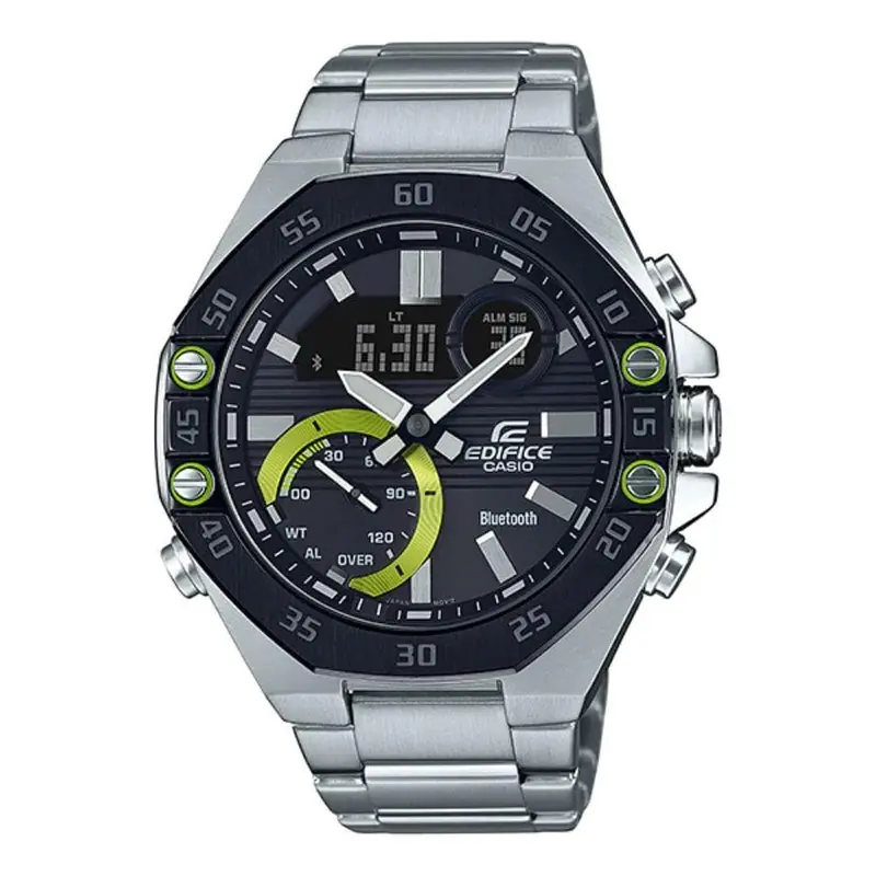 Casio Edifice Black Dial Silver Stainless Steel Strap Men Watch Ecb-10Db-1Adf-P 1