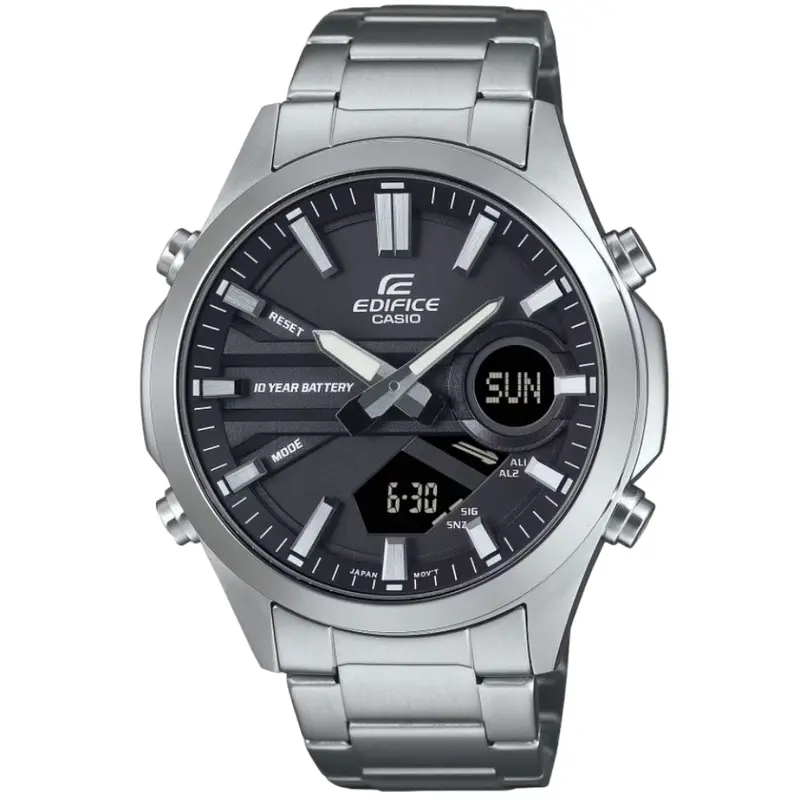 Casio Edifice Black Dial Silver Stainless Steel Strap Men Watch Efv-C120d-1Adf 1