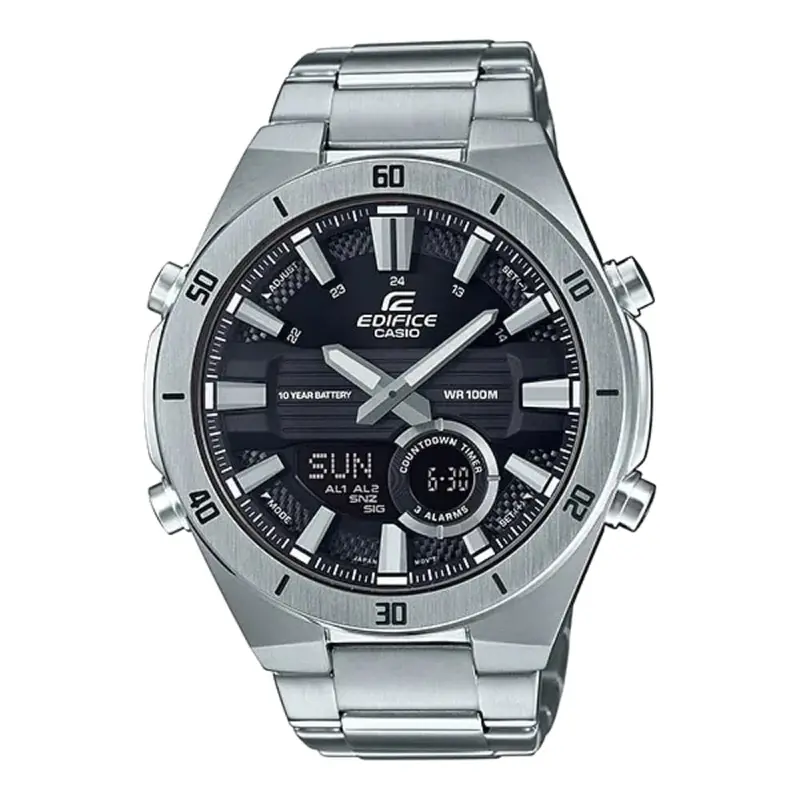 Casio Edifice Black Dial Silver Stainless Steel Strap Men Watch Era-110D-1Avdf 1