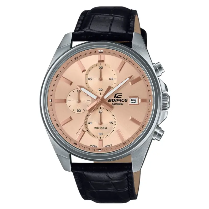 Casio Edifice Black Leather Strap Men Watch Efv-610El-5Audf 1