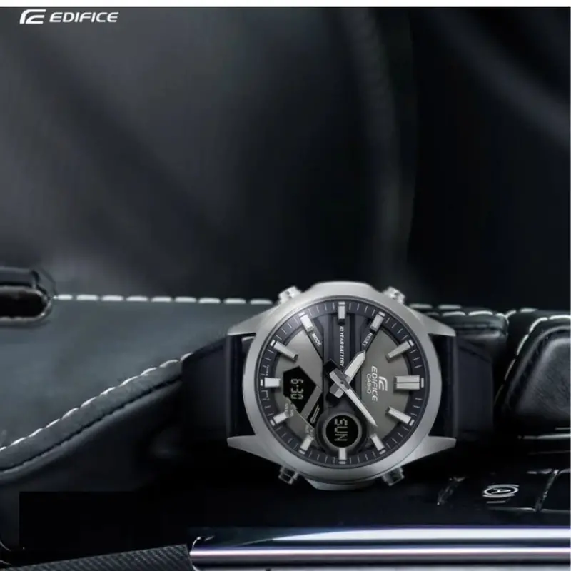 Casio Edifice Black Leather Strap Men Watch Efv-C120l-8Adf-P 2