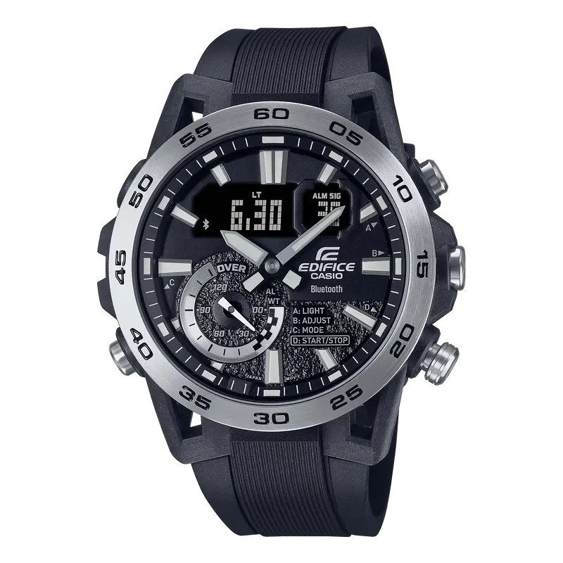 Casio Edifice Black Resin Strap Bluetooth 100 Meter World Time Watch Ecb-40P-1Adf-P 1