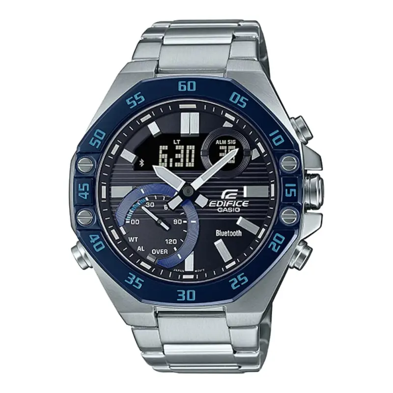 Casio Edifice Blue Dial Silver Stainless Steel Strap Men Watch Ecb-10Db-1Bdf-P 1