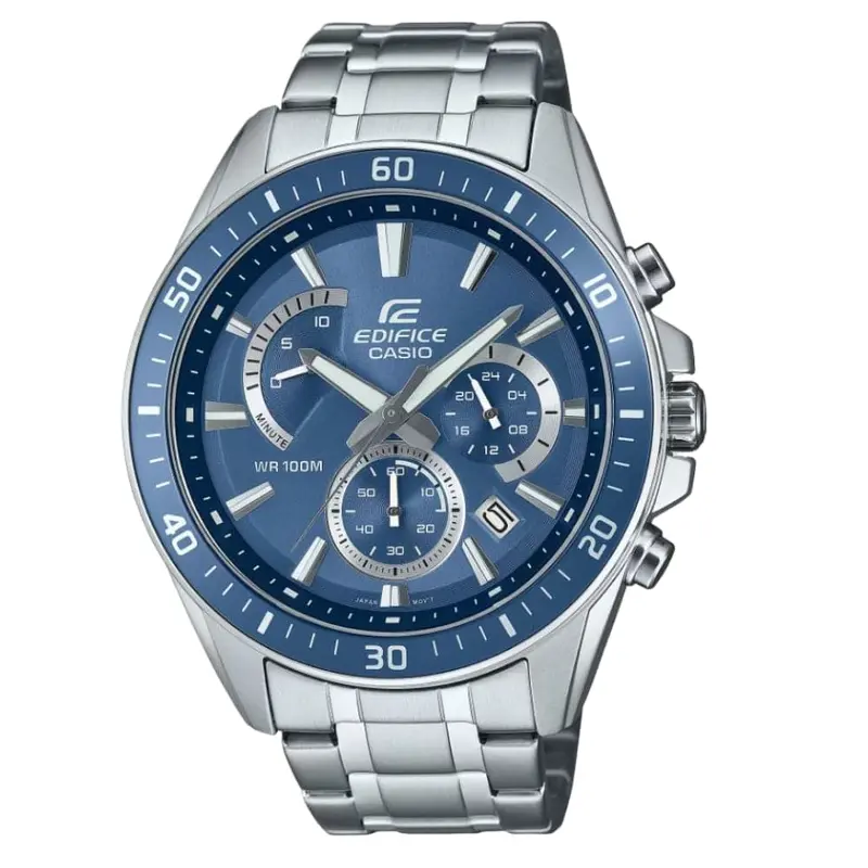 Casio Edifice Blue Dial Silver Stainless Steel Strap Men Watch Efr-552D-2Avudf-P 1
