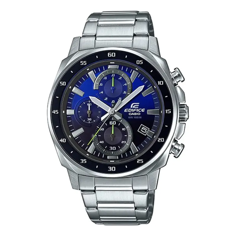 Casio Edifice Blue Dial Silver Stainless Steel Strap Men Watch Efv-600D-2Avudf-P 1