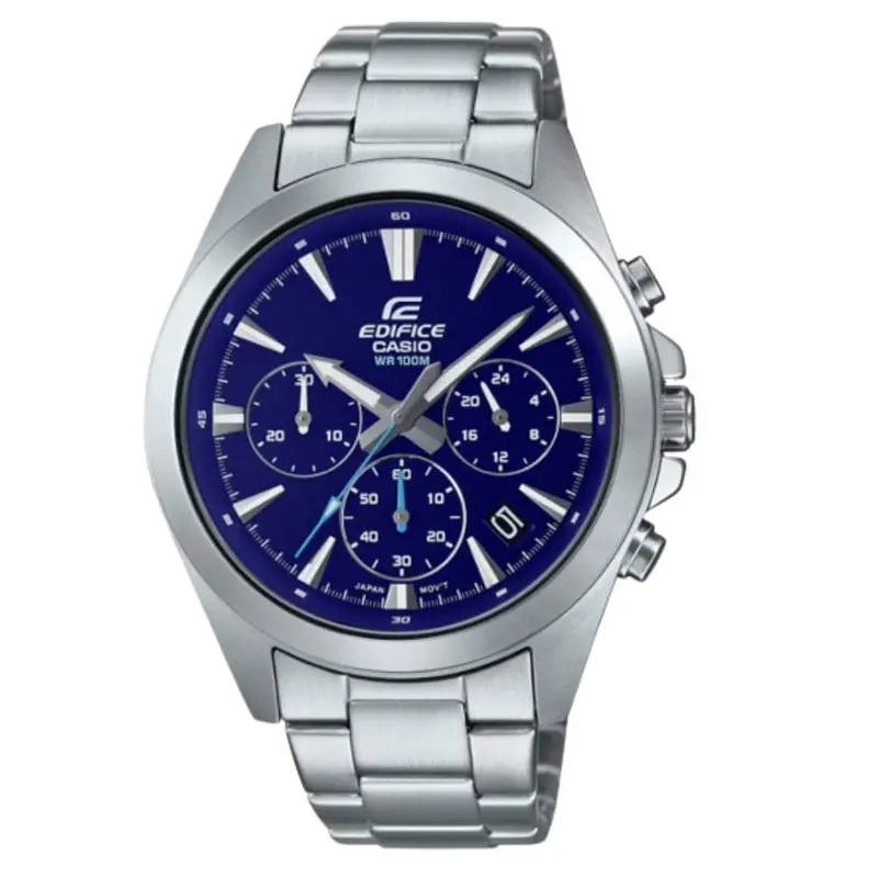 Casio Edifice Blue Dial Silver Stainless Steel Strap Men Watch Efv-630D-2Avdf-P 1