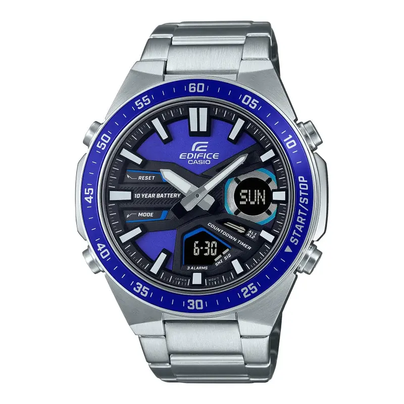 Casio Edifice Blue Dial Silver Stainless Steel Strap Men Watch Efv-C110d-2Avdf-P 1