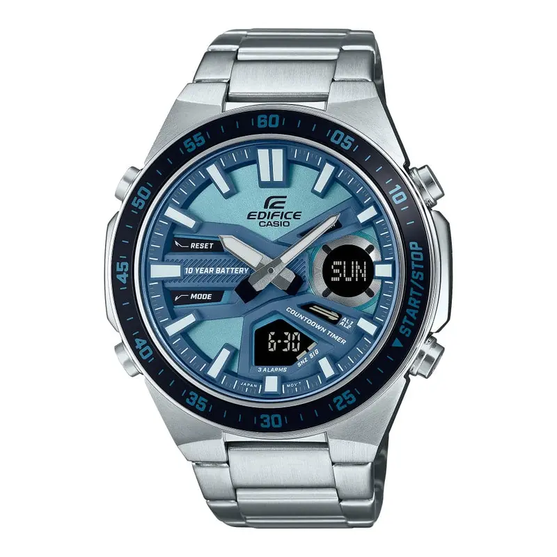 Casio Edifice Blue Dial Silver Stainless Steel Strap Men Watch Efv-C110d-2Bdf 1