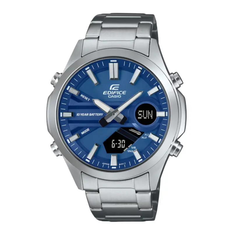 Casio Edifice Blue Dial Silver Stainless Steel Strap Men Watch Efv-C120d-2Adf 1