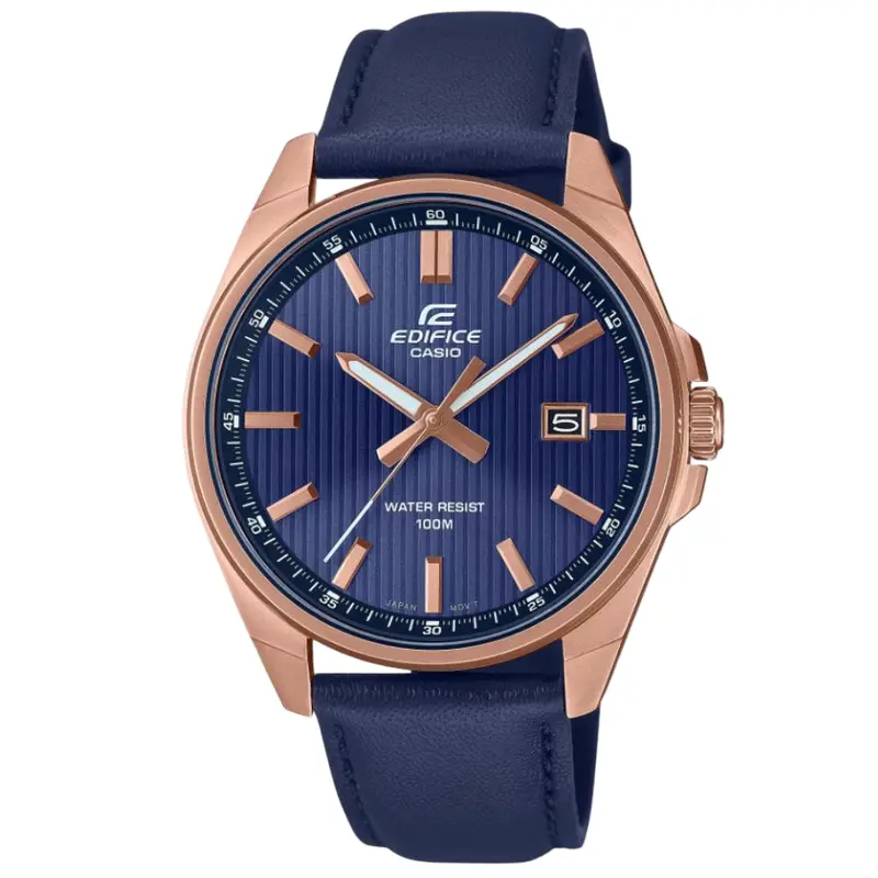 Casio Edifice Blue Leather Strap Unisex Watch Efv-150Cl-2Avudf-P 1
