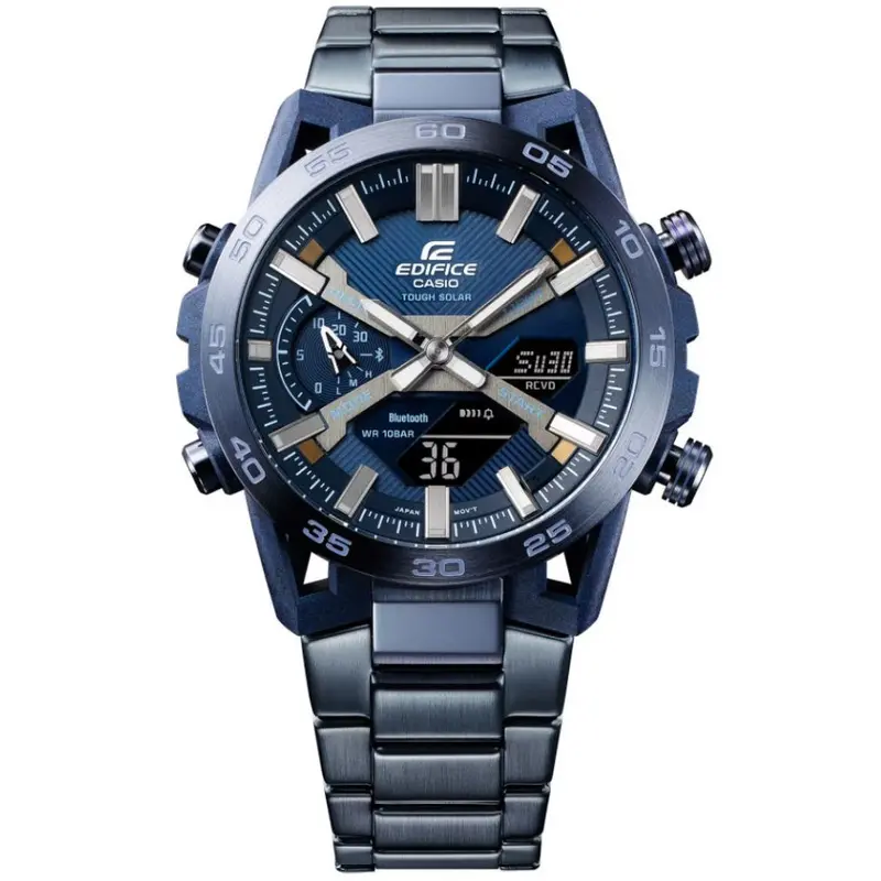 Casio Edifice Blue Stainless Steel Strap Men Watch Ecb-2000Cb-2Adf 2