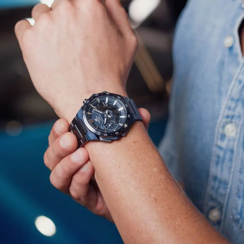 Casio Edifice Blue Stainless Steel Strap Men Watch Ecb-2200Cb-2Adf 2