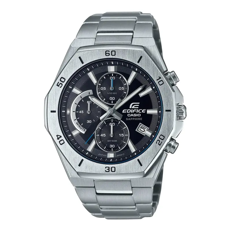 Casio Edifice Chronograph Black Dial And Silver Stainless Steel Men Watch Efb-680D-1Avudf 1