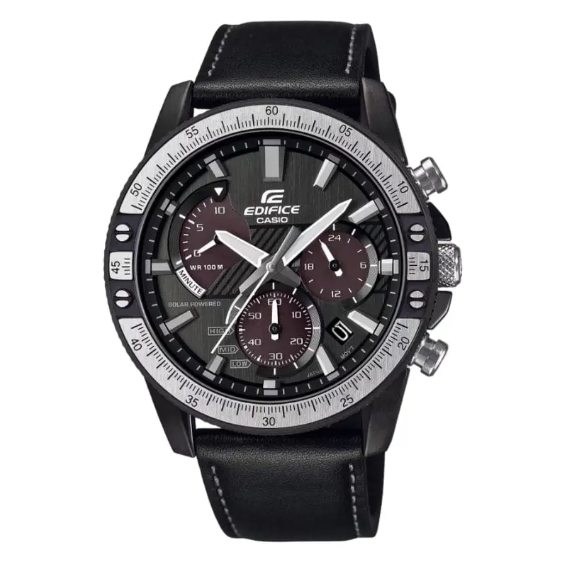 Casio Edifice Chronograph Black Dial Leather Strap Men Watch Eqs-930Tl-1Avudf 1