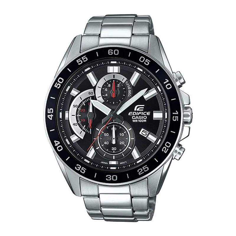 Casio Edifice Chronograph Black Dial Silver Stainless Steel Strap Men Watch Efv-550D-1Avudf-P 1