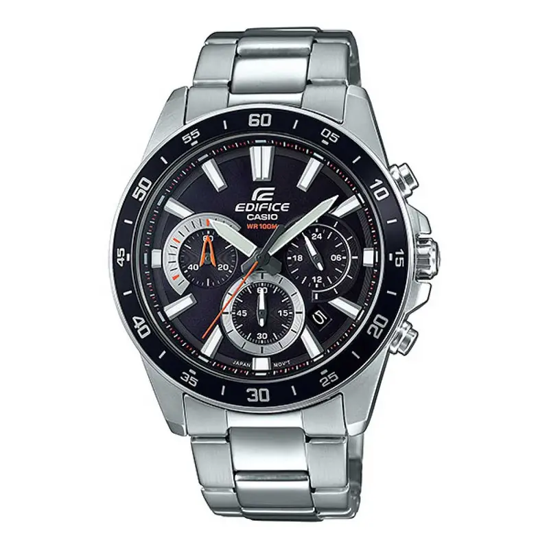 Casio Edifice Chronograph Black Dial Silver Stainless Steel Strap Men Watch Efv-570D-1Avudf-P 1