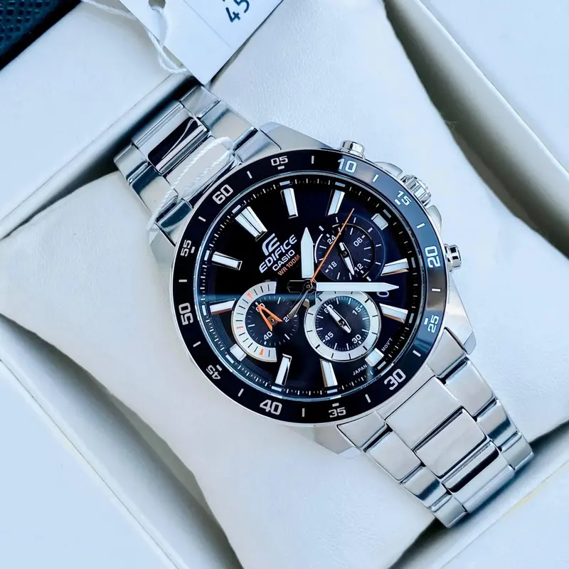 Casio Edifice Chronograph Black Dial Silver Stainless Steel Strap Men Watch Efv-570D-1Avudf-P 2