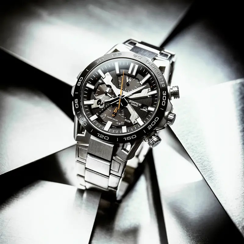 Casio Edifice Chronograph Black Dial With Silver Stainless Steel Men Watch Eqb-2000Db-1Adr 2