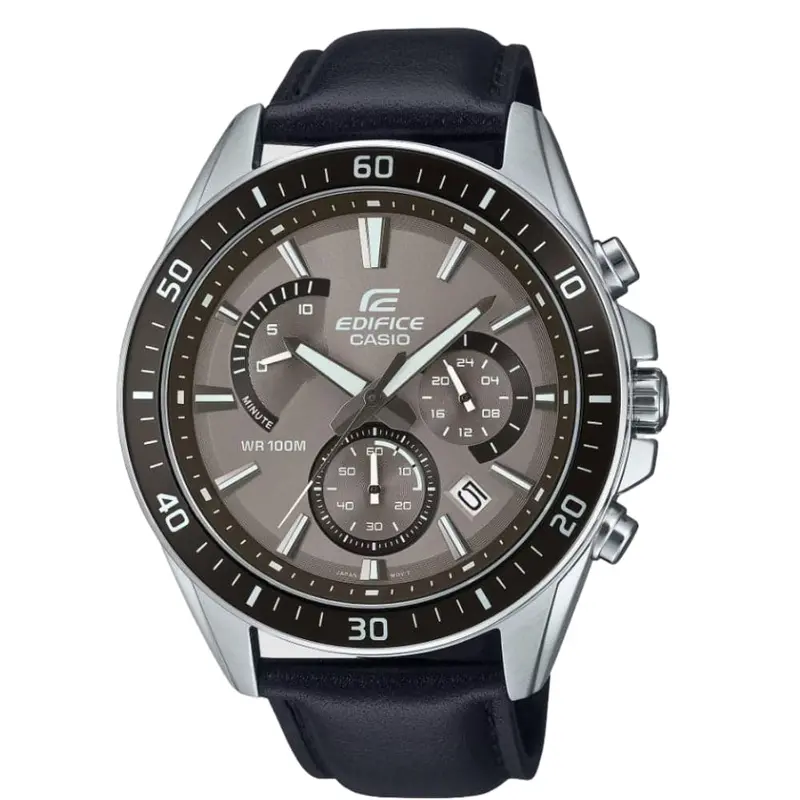Casio Edifice Chronograph Black Leather Strap Men Watch Efr-552L-5Avudf 1