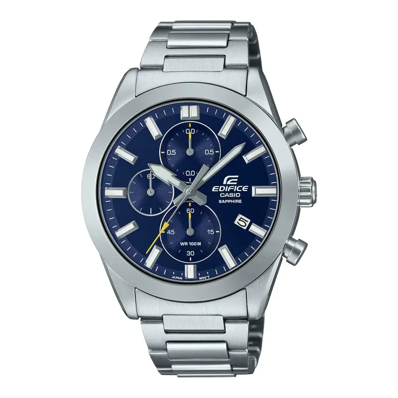Casio Edifice Chronograph Blue Dial Silver Stainless Steel Strap Men Watch Efb-710D-2Avdf-P 1