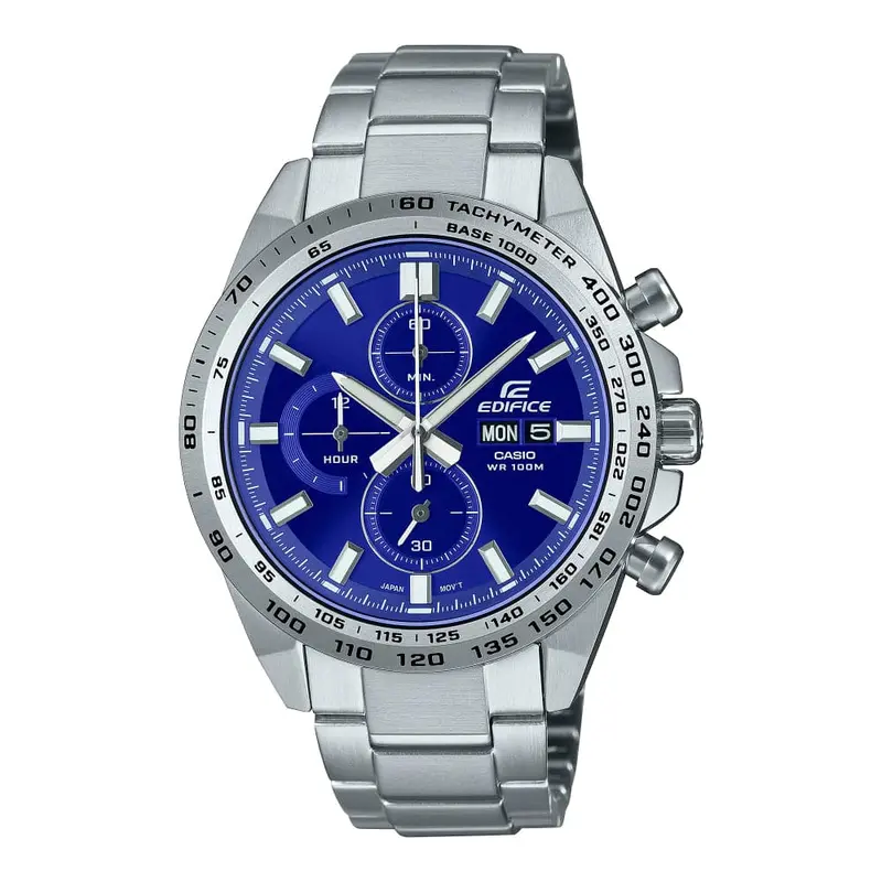Casio Edifice Chronograph Blue Dial Silver Stainless Steel Strap Men Watch Efr-574D-2Avudf-P 1