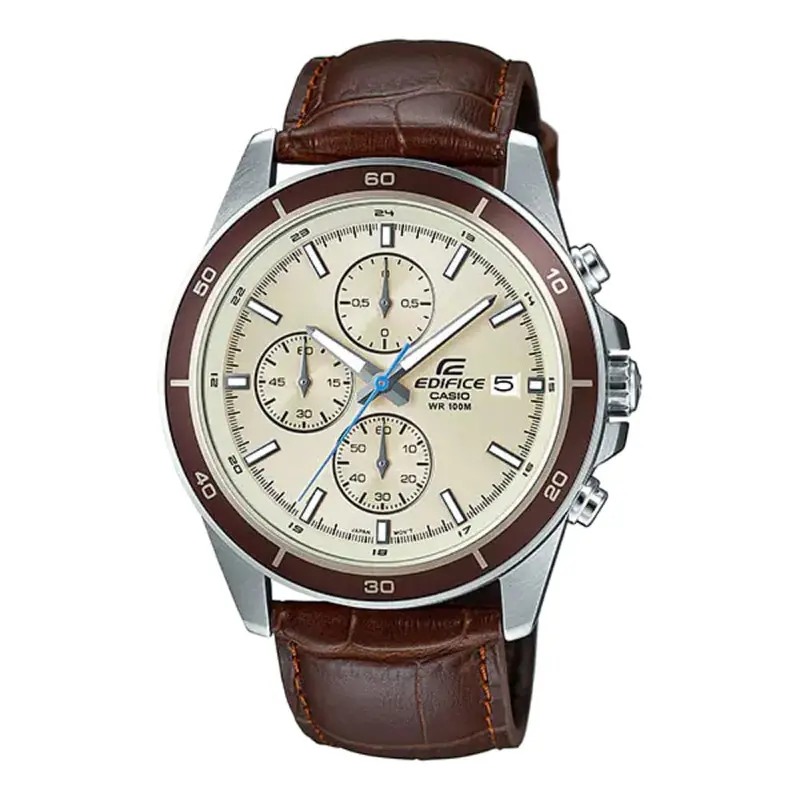 Casio Edifice Chronograph Brown Leather Strap Men Watch Efr-526L-7Bvudf 1