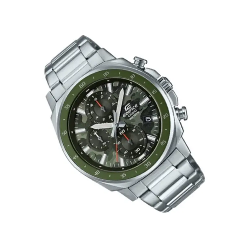 Casio Edifice Chronograph Camouflage And Silver Stainless Steel Strap Men Watch Efv-600D-3Cvudf 2