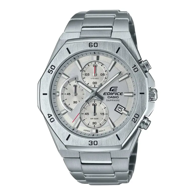Casio Edifice Chronograph Silver Dial Silver Stainless Steel Strap Men Watch Efb-680D-7Avudf 1