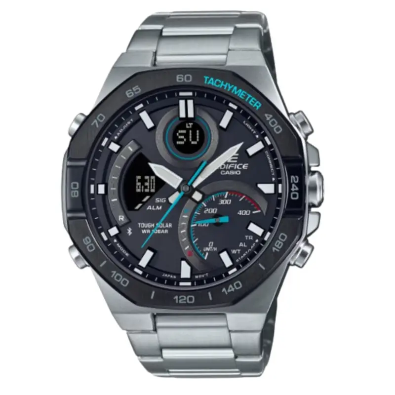 Casio Edifice Chronograph Silver Stainless Steel Strap Men Watch Ecb-950Db-1Adf 1