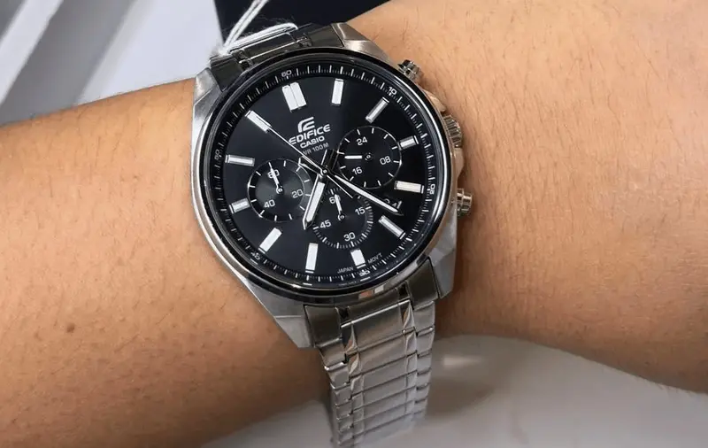 Casio Edifice Chronograph Silver Stainless Steel Strap Men Watch Efv-650D-1Avudf-P 2
