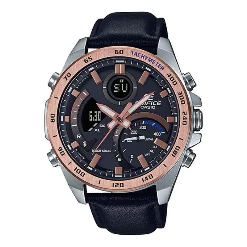 Casio Edifice Ecb-900Gl-1Bdr Black Leather Strap Men's Watch 1