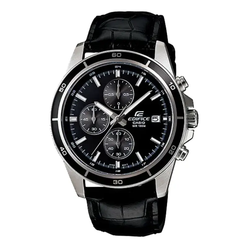 Casio Edifice Efr-526L-1Avudf-P Black Leather Men Watch 1
