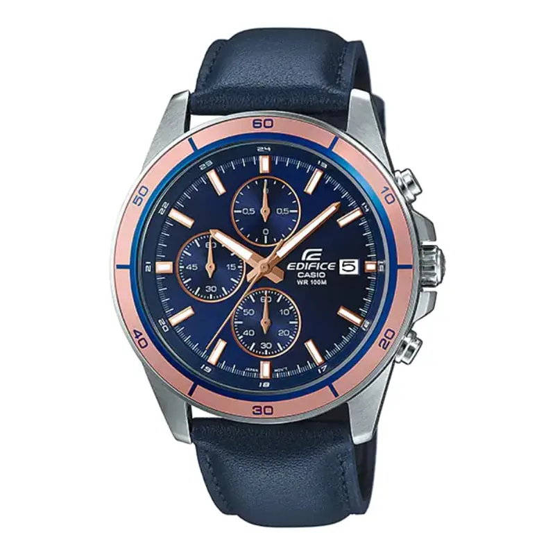 Casio Edifice Efr-526L-2Avudf-P Blue Leather Men Watch 1