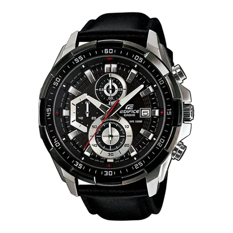 Casio Edifice Efr-539L-1Avudf-P Black Leather Men Watch 1
