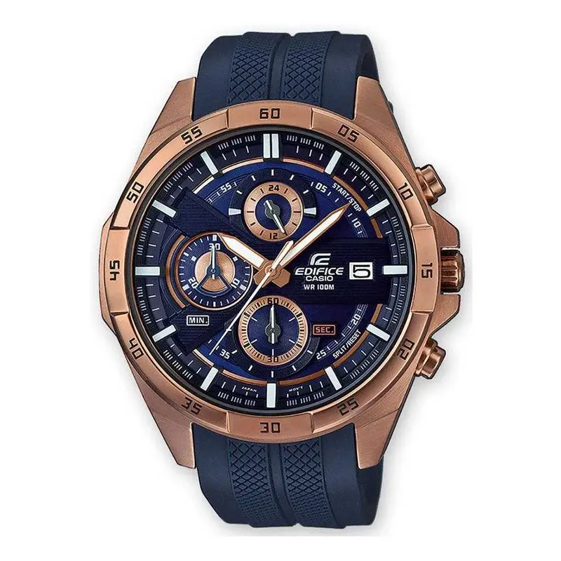 Casio Edifice Efr-556Pc-2Avudf Chronograph Rose Gold Stainless Steel Blue Resin Strap Men's Watch 1