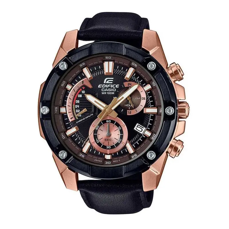 Casio Edifice Efr-559Bgl-1Avudf Chronograph Black Leather Strap Men's Watch 1