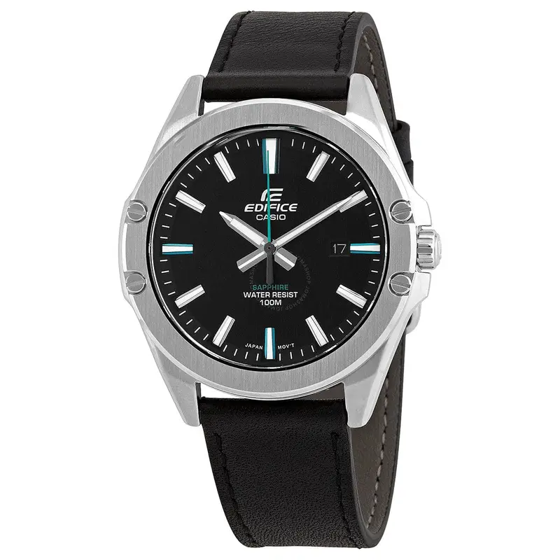 Casio Edifice Efr-S107l-1Avudf Black Leather Men's Watch 1