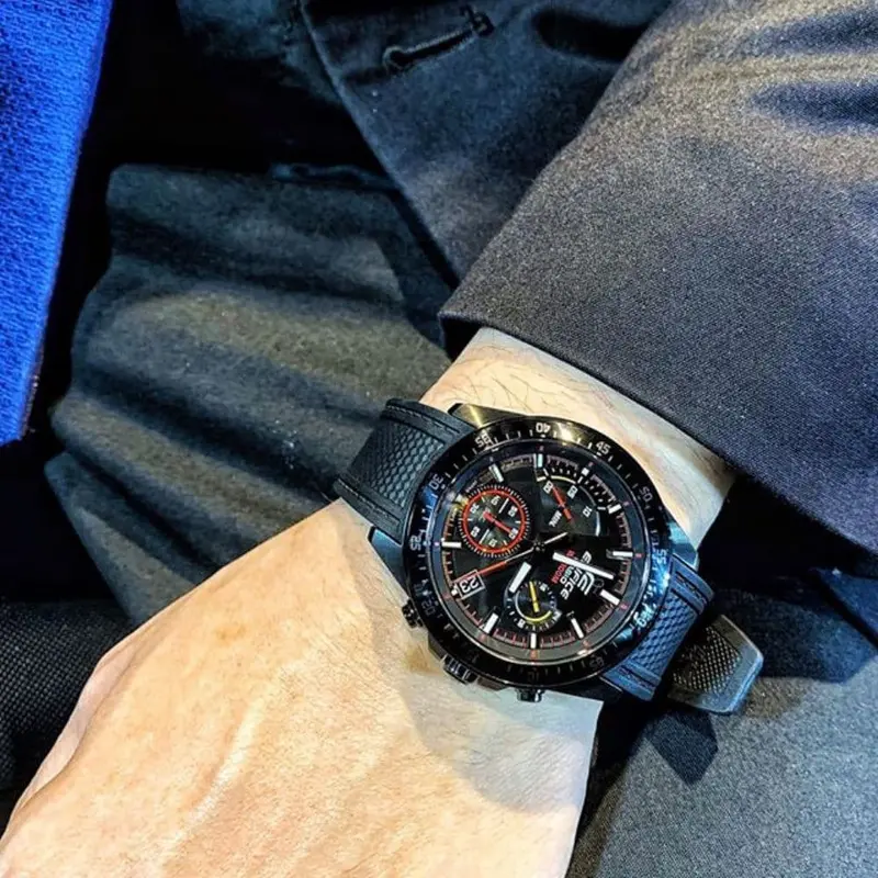 Casio Edifice Efv-540Pb-1Avudf Chronograph Quartz Rubber Strap Black Men's Watch 2